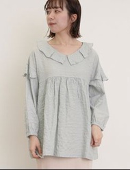 日牌Samansa Mos2 淺藍色娃娃裙款上衣Samansa Mos2 Ruffle Collar Blouse