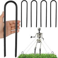 4 Pcs Ground Anchors 12 Inch U Hook Trampoline Stakes High Wind Heavy Duty Black Rebar Stakes for 12