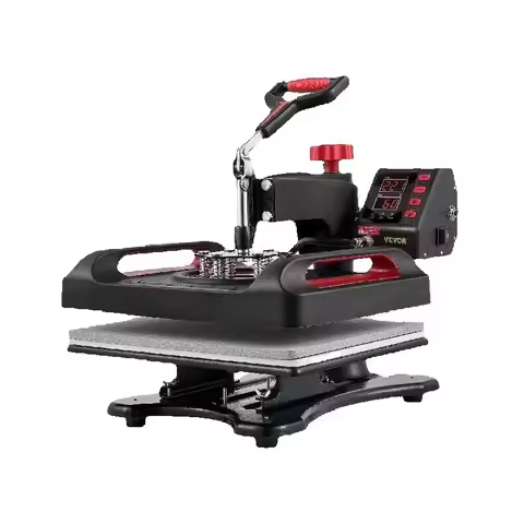 VEVOR 5/8in1 15x15"/12x15" Dual-tube Heating Insulation Cotton Heat Press Sublimation Machine 360° S