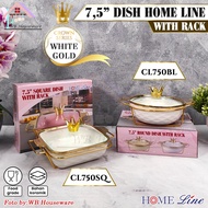 HOME LINE 7.5 inch round and square casseroledeluxe white gold with chrome gold stainless steel shel