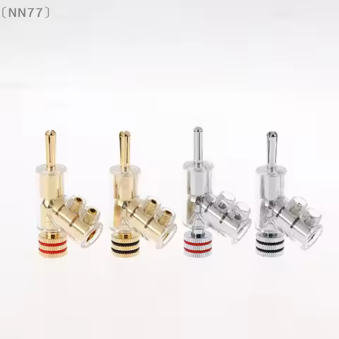 〔NN77〕2/4Pcs HIFI Gold/Rhodium Plated Lockable Speaker Cable Banana Plug Connector Self-locking Audi