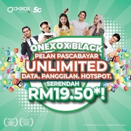 XOX 5G Data Internet Pantas Unlimited Calls Unlimited Hotspot ONEXOX Black Postpaid
