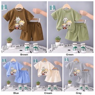 SKM Labubu Printed Cartoon Kids Tshirt Set With Short HM241