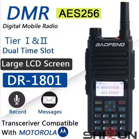 Baofeng DR-1801UV AES256 Encryption Long Range DMR Digital/Analog Walkie Talkie Tier I Tier II Dual 