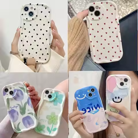 Case for OPPO A58 4G A78 A98 F11 F9 A1K Reno 6 7 4G 7Z 8Z 8 Pro 8T 5G Reno 5 6 Lite Flower Heart Cur