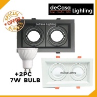 7w Led Gu10 Lamp Holder Led Bulb Spotlight Recessed Downlight Double Head Rectangle Downlight Eyeball Ceiling Light (EB-GU10-2)