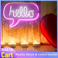 HELLO Letters LED Neon Light Wall Hanging Sign for Bar Bedroom Living Room