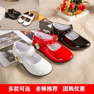 🔥Girls' Leather Shoes Soft-soled Princess Shoes Spring and Autumn University Children's College Stage Shoes Black Leather Shoes Student Shoes