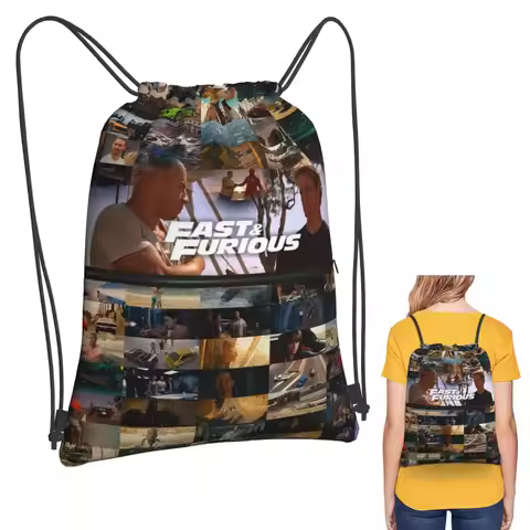 Fast And Furious Is History Of Legend - Paul Walker - Vin Diesel Backpacks Drawstring Bundle Pocket 