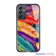 เคสโทรศัพท์ Hontinga สำหรับ Samsung Galaxy A24 4G เคส A71กาแล็คซี่ออโรร่าเคสดวงดาวบนท้องฟ้าพื้นที่ไล่ระดับสีกระจกเทมเปอร์กันกระแทกเคสแข็งหลังเคสโทรศัพท์เคสโทรศัพท์สำหรับเด็กผู้หญิง