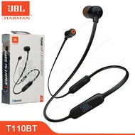 Original JBL TUNE110BT Wireless Bluetooth Headphones Bass Sports Headset for Running Exercise Gym Training Music T110bt Hands Free In-Ear Earphones Calls With Microphone Magnetic