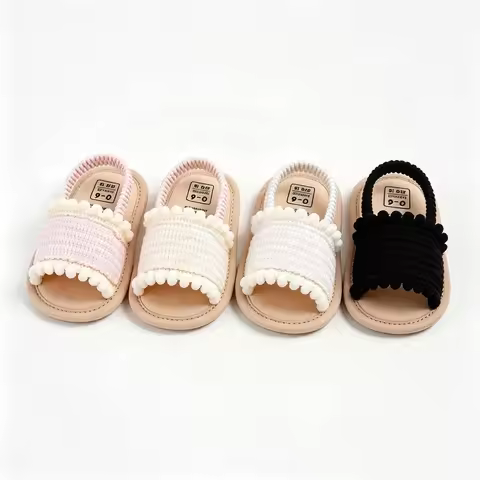 Baby Girls Summer Sandals Open Toe Rose Pearl Decor Princess Dress Shoes First Walkers