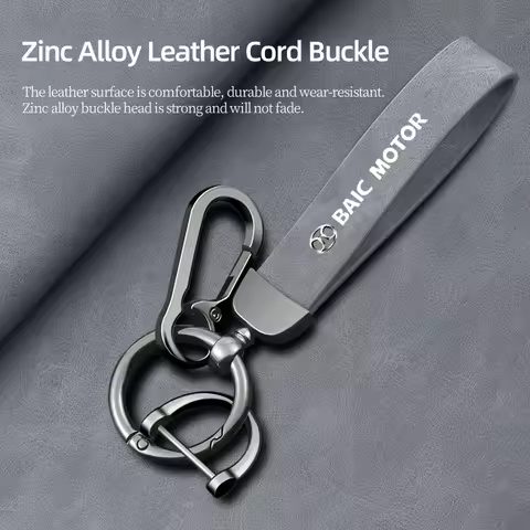 Leather Keychain Degree Rotating Horseshoe Buckle Fine Key Ring for BAIC Bei Jing X25 X35 X55 X65 D5