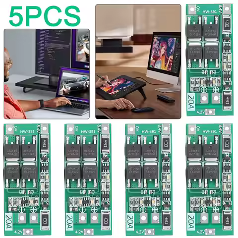 5Pcs 2S 20A BMS 7.4V 8.4V 18650 Lithium Battery Cell Protection Board (Balance)