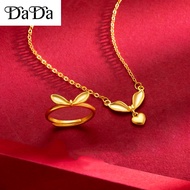 dada jewellery 916 gold necklace ring set bunny pendant student girlfriend gift jewelry