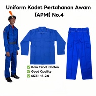Set Uniform Kadet Pertahanan Awam No.4 (APM/JPAM) Baju & Seluar Cotton Lengan Panjang