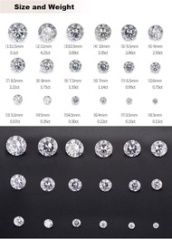 1ct, 2ct, 3ct, 4c, 5ct Moissanite DF Colorless Certified Diamond Loose Stone Round Brilliant Cut Exc