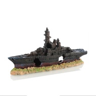Aquarium Fish Tank Decoration Landscape Pirate Ship Wreck Ship Vintage Resin Wine Barrel Decoration