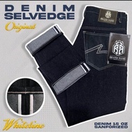 Celana Denim Selvedge Pria 15 Oz Original White Line - Kain Sanforized Jahitan Putih Label Brand Kua