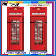 Stickerwall- Refrigerator Sticker 2 Door Red Box London Telephone - Refrigerator - Asliiii.