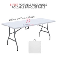 5 Feet Rectangle Foldable Banquet Table Portable Oblong Briefcase Study Table