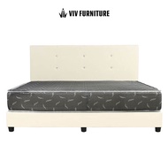 Mattress with Bed Frame Bundle - Vazzo Neuro Foam - Single, Super Single, Queen, King - Beige, Dark Brown Leather