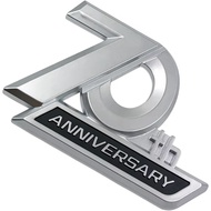 3D ABS 70th Anniversary Logo Car Side Mudguard Rear Trunk Emblem Badge Sticker Decals(Matt Silver2)