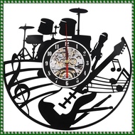 Guitar Wall Art Wall Clock Musical Instrument Wall Decor Vinyl Record Wall Clock Musical Gift