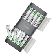 PHOTOOLEX&imuto AA Lithium-ion Rechargeable Batteries 2000mwh 1.5V 8pcs Pack with Slim Charger