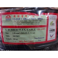 Fajar 2.5MM 3Core TRS Cable Fully Copper (100meter / 1ROLL )