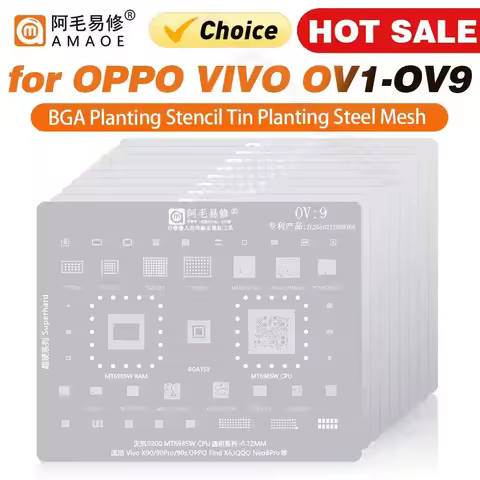 AMAOE BGA Reballing Stencil Template for OPPO VIVO Huawei Xiaomi CPU SM7250 MT6855Z A11 A52 K3 RENO2