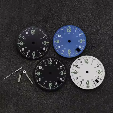 28.5mm Sterile Arabic Green Lume Matte Sunburst Watch Dial Suitable for Seiko NH35/36 Automatic Move