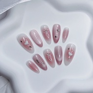 02 Nailbox pink omber cat eye design - M2nailbox fake nails press on nails