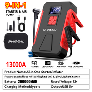 แบตเตอรี่จั้มสตาร์ทฉุกเฉินสำหรับรถยนต์ - แบตเตอรี่ความจุ 200000mAH จอ LED อัจฉริยะ ปั๊มลมในตัว พกพาง