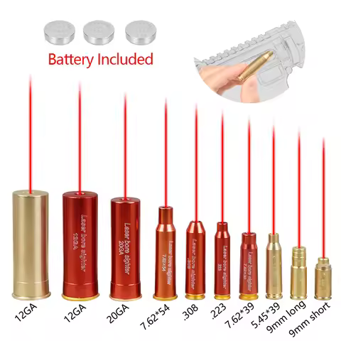 Tactical Laser Bore Sight 9mm Cleaner Bullet Boresighter 9mm .22 .177 22LR 12GA 20GA .223 .308 5.45x