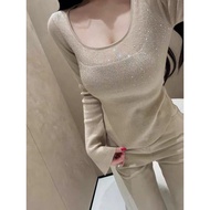 Long-sleeved knitted sweater spring new waist slim-fitting gypsy top 2026 women