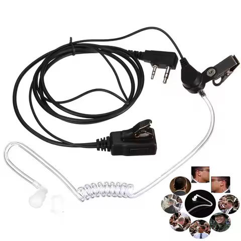 FBI Style 2Pin Covert Acoustic Air Tube Security Earpiece Headset Mic Walkie Talkie Headphone Earpho