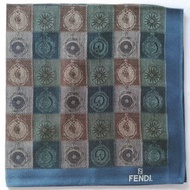 FENDI Vintage Handkerchief Pocket Square Honor Badges Woven 18.5 x 18.5 inches