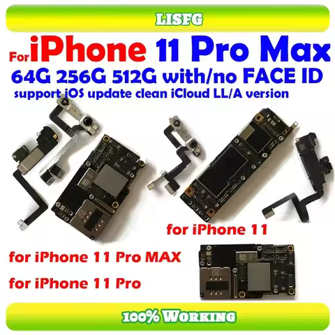 Fully Tested Authentic Motherboard For iPhone 11 Pro Max 64g/256g Unlocked Mainboard With Face ID Cl