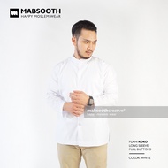 Kemeja Muslim Pria / Baju Koko / Jasko / Kemko Mabsooth Full Buttons Lengan Panjang Polos - White / Putih