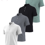 TEMU เสื้อเชิ้ตผู้ชาย Lu OBM 4 ตัว สีพื้น สวมใส่สบายและระบายอากาศได้ดี คอปก สไตล์ธุรกิจคลาสสิก เหมาะ