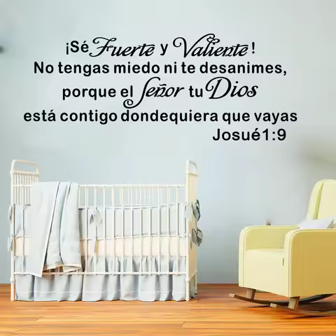 Large Spanish Christian Bible Verse Wall Sticker Living Room Josue 1:9 Be Strong and Courageous Wall
