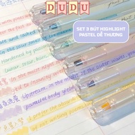 SET of 3 PREMIUM DUDU Pastel Line Memory Marker Pens/ Convenient Quick-drying Memory Pen for office 