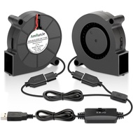 50mm x 15mm USB Blower Fan 2 Pack 5v Squirrel Cage Blower Fan with Variable Speed for Cooling DIY 3D