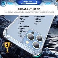 SG Clear Shockproof Back Casing Case iPhone 17 Pro Max Air 15 Plus 16+ 16 Pro Max Transparent Square