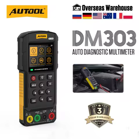 AUTOOL DM303 Car Diagnostic Multimeter Oscilloscope AC DC Voltage Relay Circuit Test K/CAN Ohmmeter 