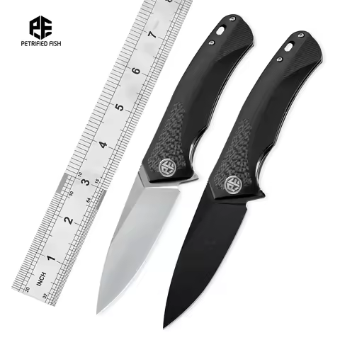 Petrified Fish PF838CS D2 Steel Blade Folding Knife G10+Carbon Fiber Handle Outdoor Camping Hunting 