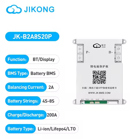 JIKONG JK-B2A8S20P Smart BMS 4S-8S Li-ion Lifepo4 LTO Battery 200A Balance Current Application Scena