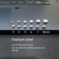 (H13)Titanium Steel Diamond Stud Earrings Bone Stud Earrings Flat Bottom round Earrings