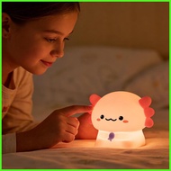 Axolotl Night Light 3-Level Dimmable Cute Light 30-Min Timer Rechargeable Silicone Axolotl Nightstan